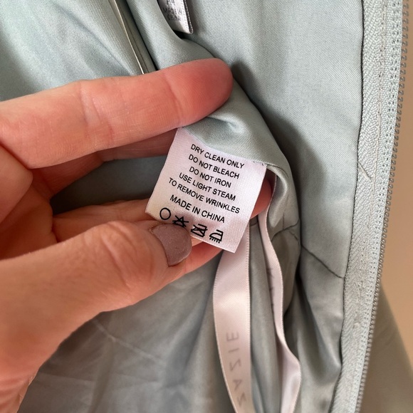 Azazie sz 4 dusty sage pleated chiffon bridesmaids gown formal dress FLAWED HEM - Picture 14 of 15